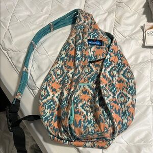 Kavu Crossbody Bag in Orange and Teal Pattern